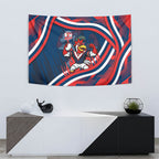 Roosters Rugby Mascot Tapestry Fierce Athlete Graphic in Sports Style