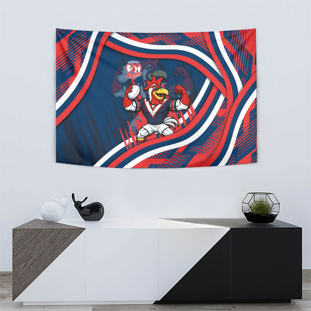 Roosters Rugby Mascot Tapestry Fierce Athlete Graphic in Sports Style
