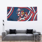 Roosters Rugby Mascot Tapestry Fierce Athlete Graphic in Sports Style