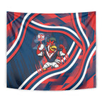 Roosters Rugby Mascot Tapestry Fierce Athlete Graphic in Sports Style