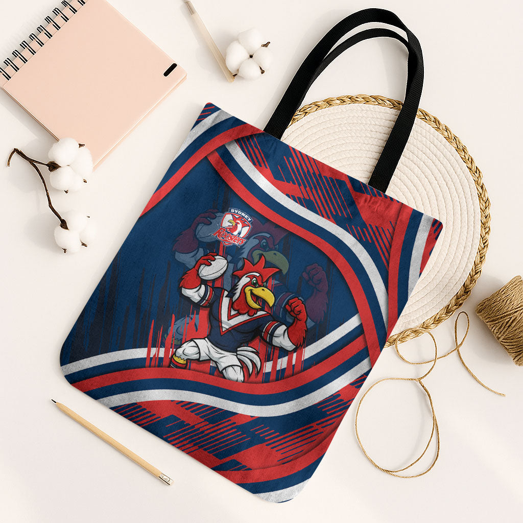 Roosters Rugby Mascot Tote Bag Fierce Athlete Graphic in Sports Style