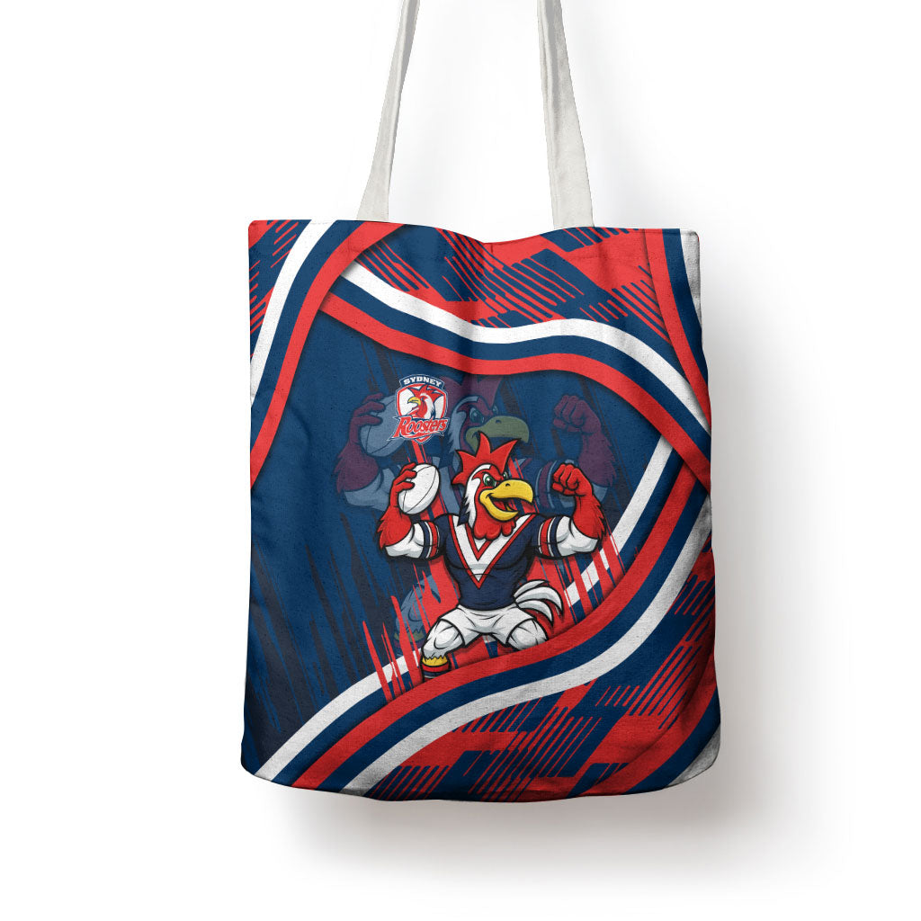 Roosters Rugby Mascot Tote Bag Fierce Athlete Graphic in Sports Style
