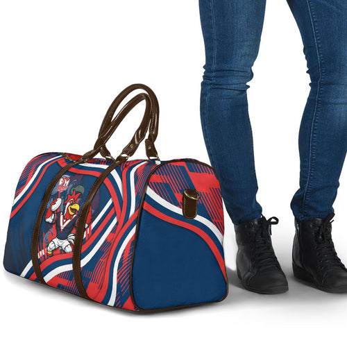 Roosters Rugby Mascot Travel Bag Fierce Athlete Graphic in Sports Style