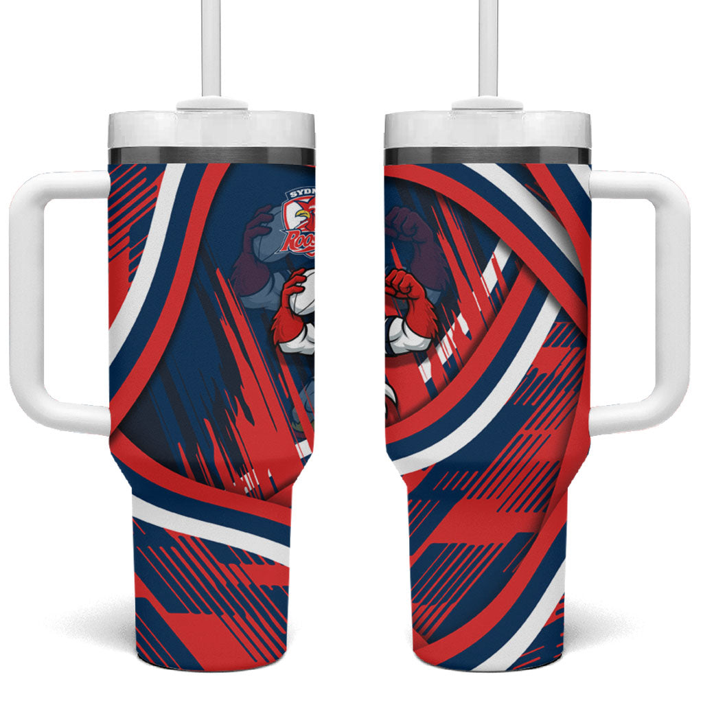 Roosters Rugby Mascot Tumbler With Handle Fierce Athlete Graphic in Sports Style