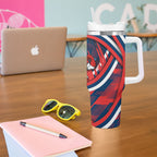 Roosters Rugby Mascot Tumbler With Handle Fierce Athlete Graphic in Sports Style