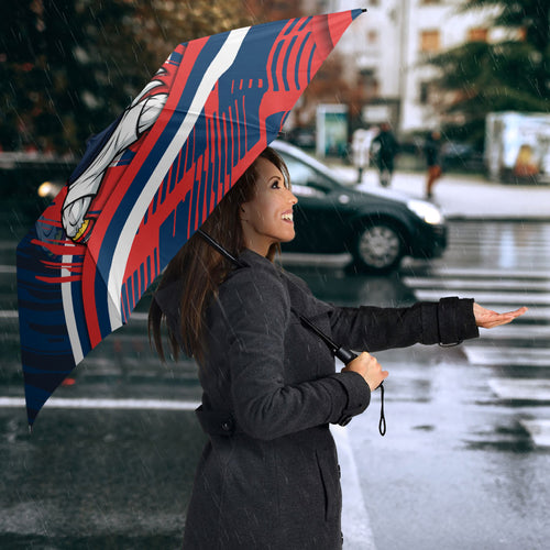 Roosters Rugby Mascot Umbrella Fierce Athlete Graphic in Sports Style