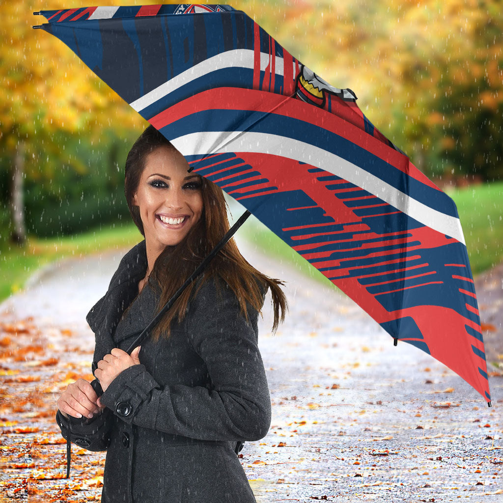 Roosters Rugby Mascot Umbrella Fierce Athlete Graphic in Sports Style