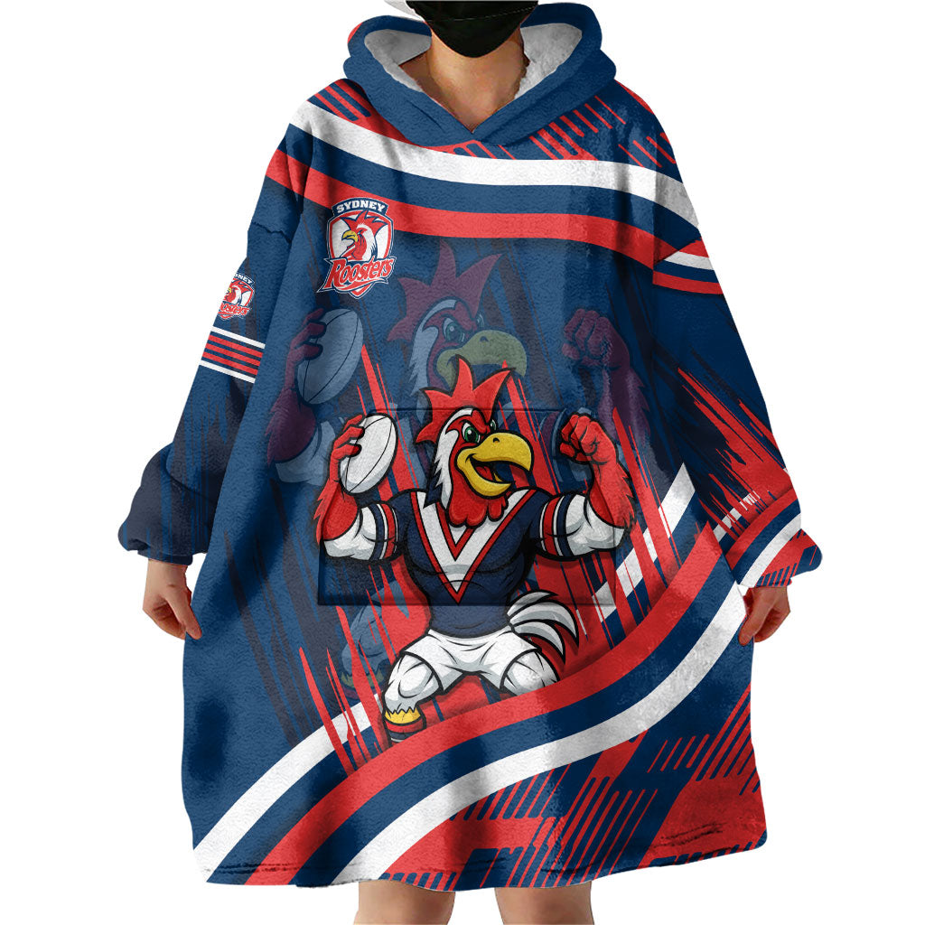 Roosters Rugby Mascot Wearable Blanket Hoodie Fierce Athlete Graphic in Sports Style
