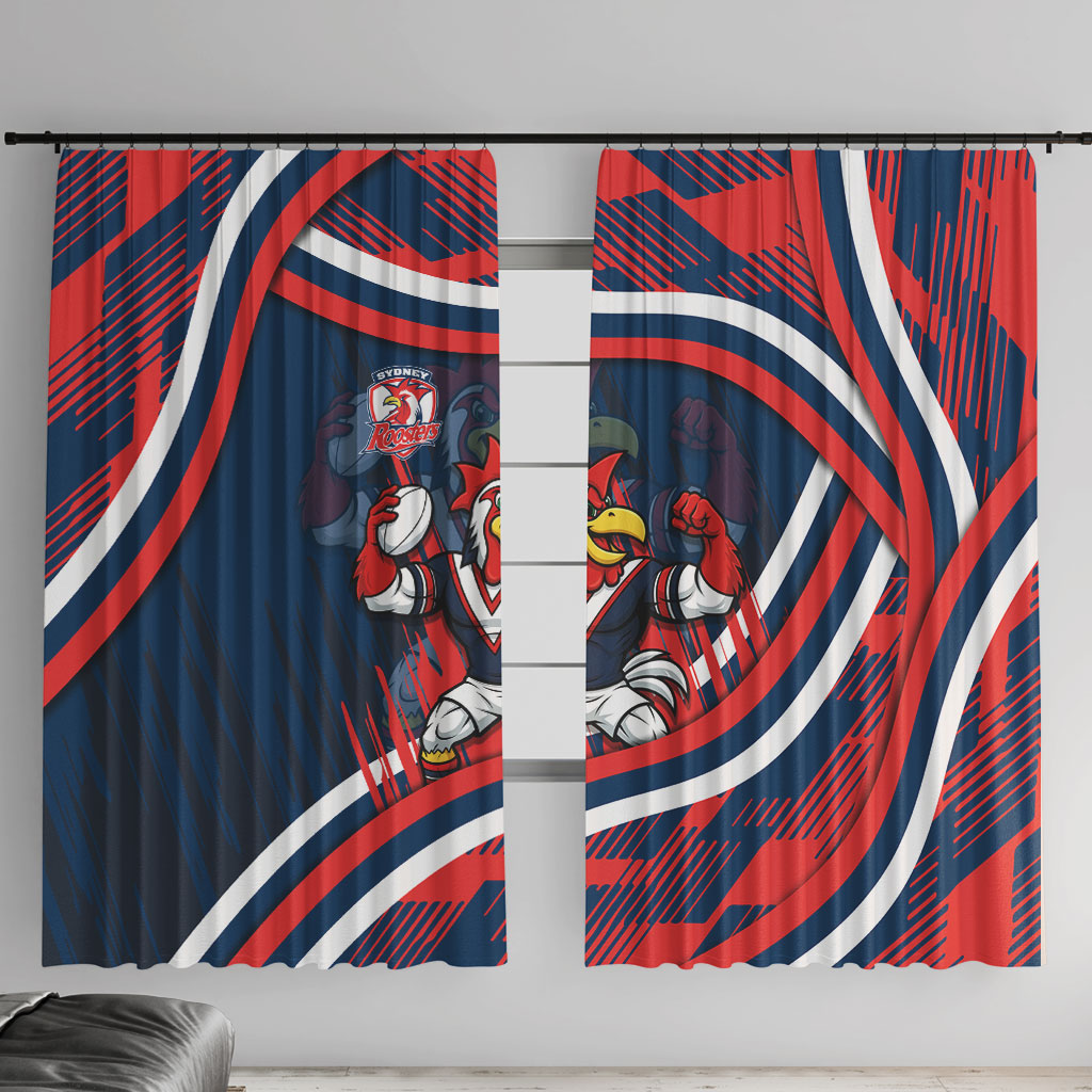 Roosters Rugby Mascot Window Curtain Fierce Athlete Graphic in Sports Style