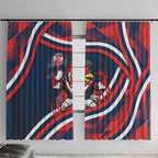 Roosters Rugby Mascot Window Curtain Fierce Athlete Graphic in Sports Style