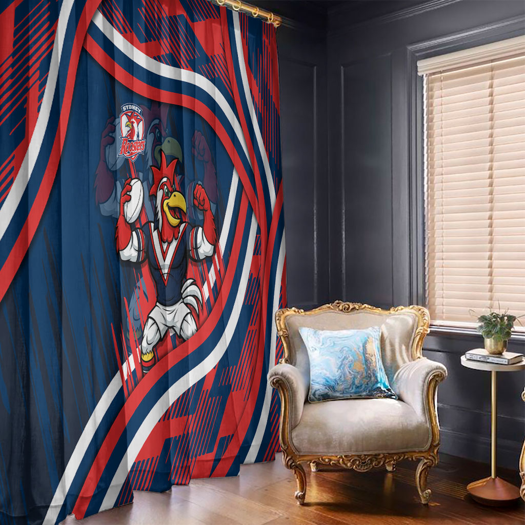 Roosters Rugby Mascot Window Curtain Fierce Athlete Graphic in Sports Style