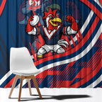 Roosters Rugby Mascot Window Curtain Fierce Athlete Graphic in Sports Style