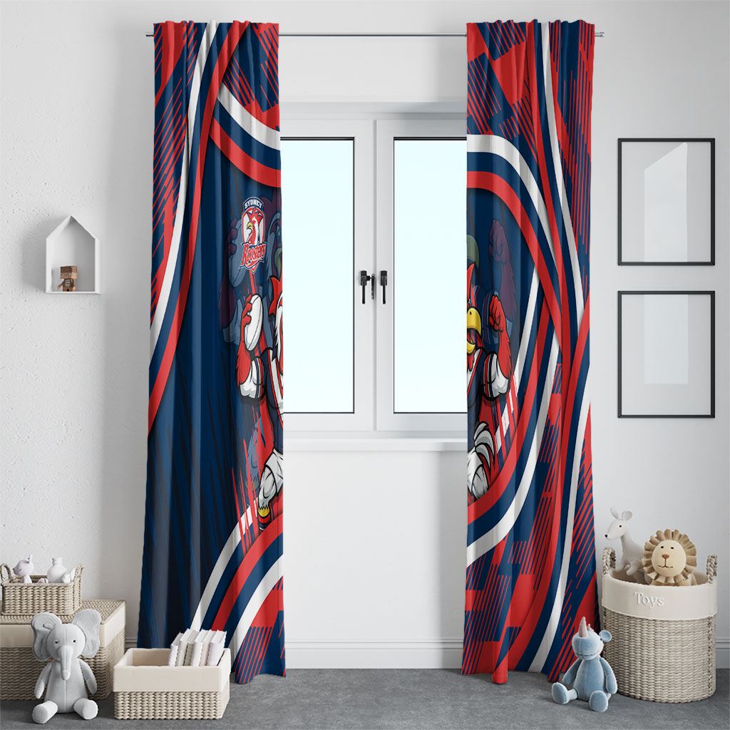 Roosters Rugby Mascot Window Curtain Fierce Athlete Graphic in Sports Style