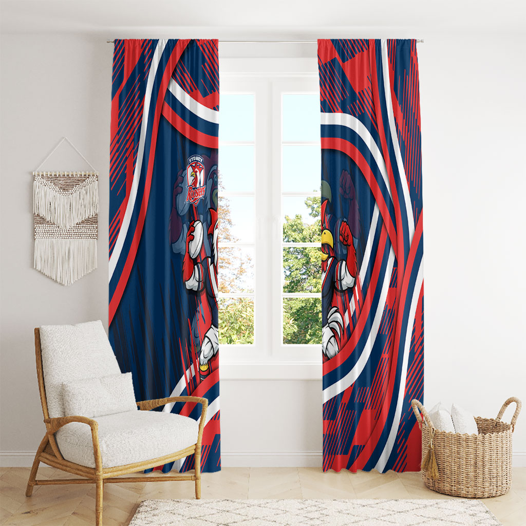 Roosters Rugby Mascot Window Curtain Fierce Athlete Graphic in Sports Style
