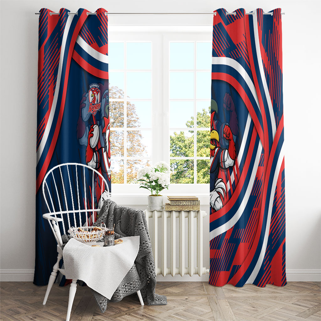Roosters Rugby Mascot Window Curtain Fierce Athlete Graphic in Sports Style