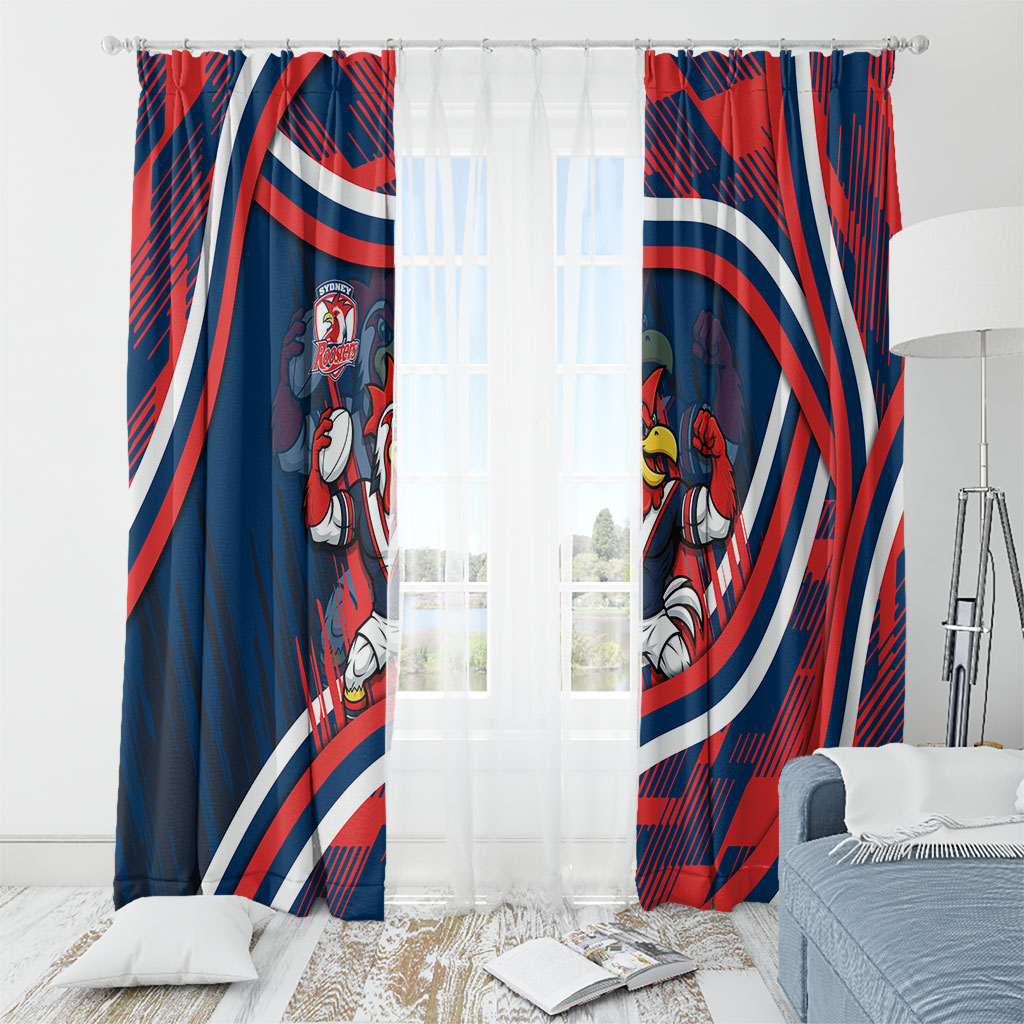 Roosters Rugby Mascot Window Curtain Fierce Athlete Graphic in Sports Style