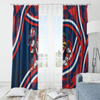 Roosters Rugby Mascot Window Curtain Fierce Athlete Graphic in Sports Style