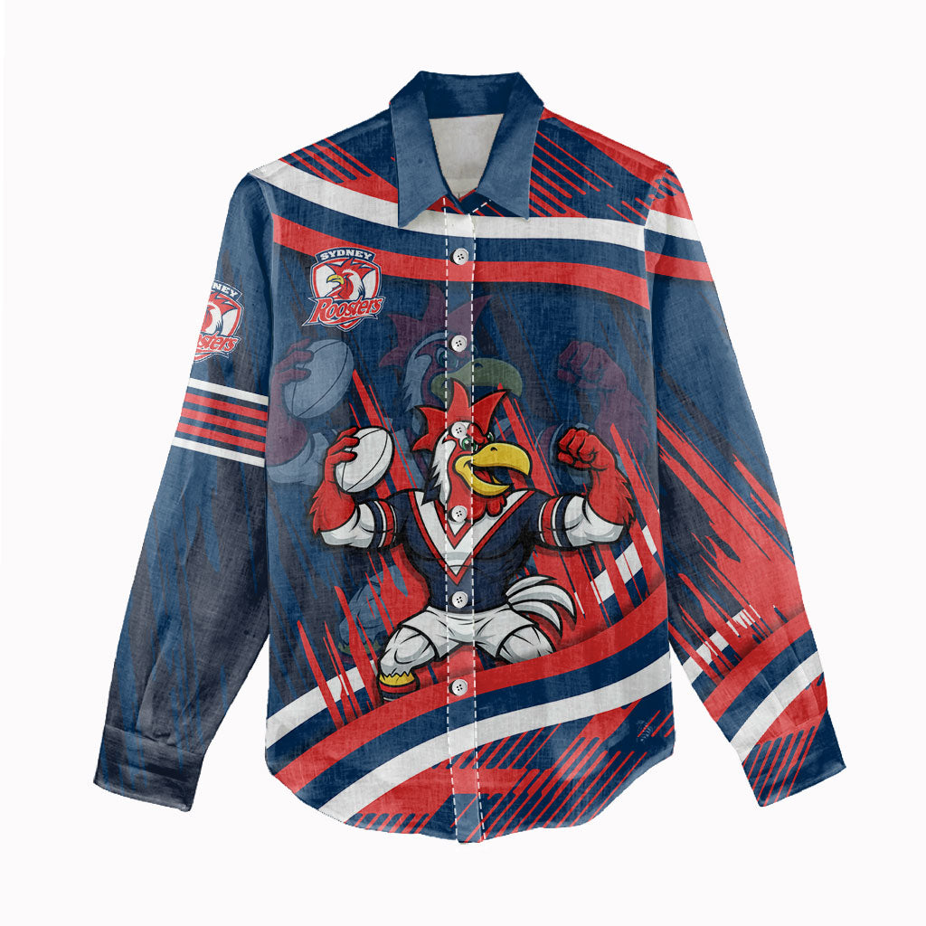 Roosters Rugby Mascot Women Casual Shirt Fierce Athlete Graphic in Sports Style
