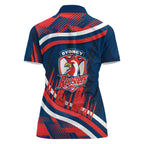 Roosters Rugby Mascot Women Polo Shirt Fierce Athlete Graphic in Sports Style