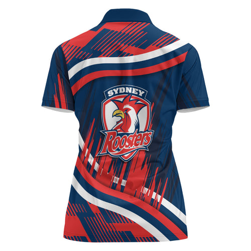 Roosters Rugby Mascot Women Polo Shirt Fierce Athlete Graphic in Sports Style