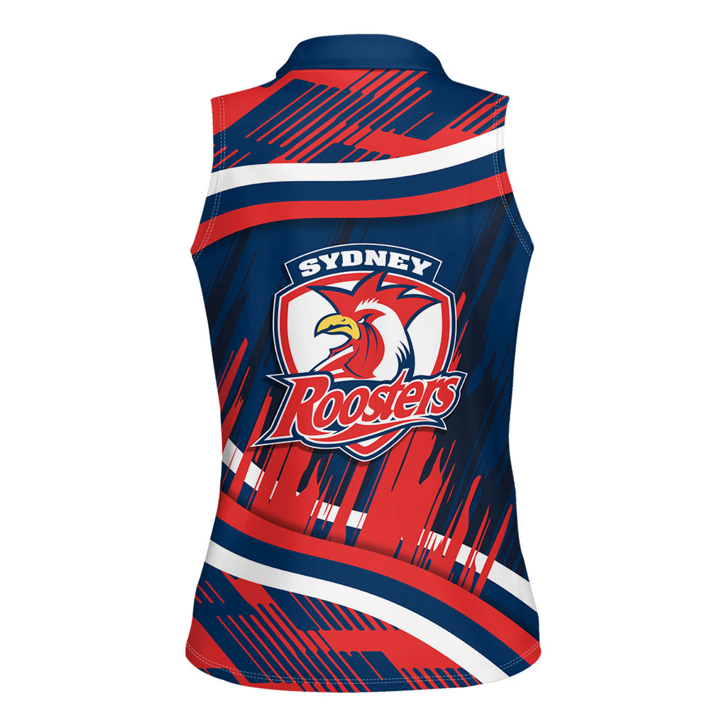 Roosters Rugby Mascot Women Sleeveless Polo Shirt Fierce Athlete Graphic in Sports Style