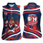 Roosters Rugby Mascot Women Sleeveless Polo Shirt Fierce Athlete Graphic in Sports Style