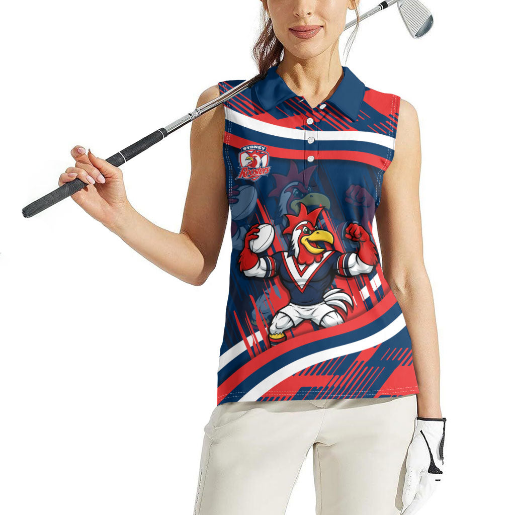 Roosters Rugby Mascot Women Sleeveless Polo Shirt Fierce Athlete Graphic in Sports Style