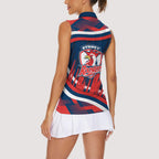 Roosters Rugby Mascot Women Sleeveless Polo Shirt Fierce Athlete Graphic in Sports Style