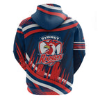 Roosters Rugby Mascot Zip Hoodie Fierce Athlete Graphic in Sports Style
