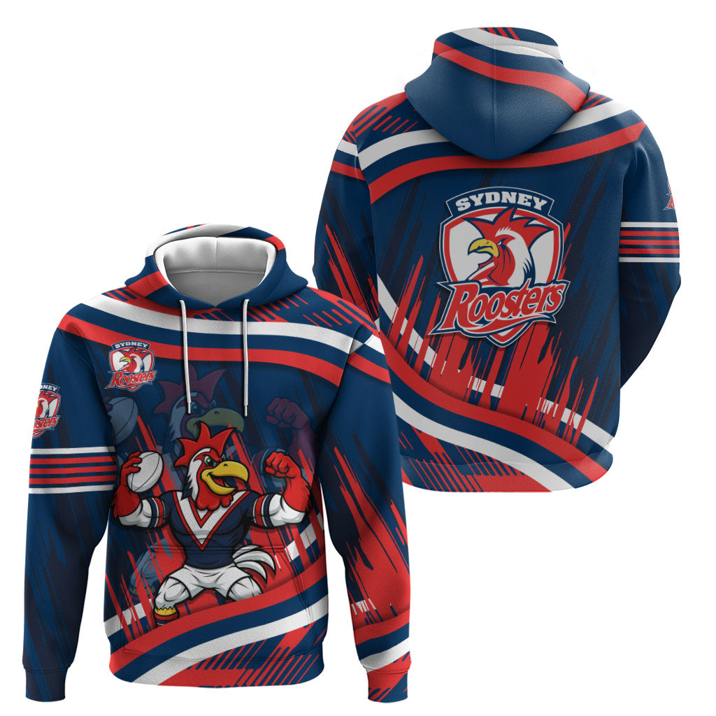 Roosters Rugby Mascot Zip Hoodie Fierce Athlete Graphic in Sports Style