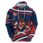 Roosters Rugby Mascot Zip Hoodie Fierce Athlete Graphic in Sports Style