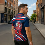 Roosters Rugby Mascot Zipper Polo Shirt Fierce Athlete Graphic in Sports Style