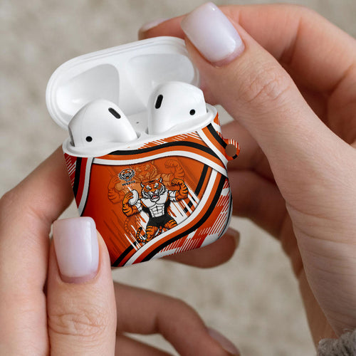 Wests Tigers Rugby Mascot AirPods Case Fierce Athlete Graphic in Sports Style