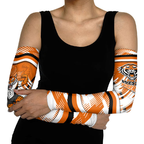 Wests Tigers Rugby Mascot Arm Sleeves Fierce Athlete Graphic in Sports Style