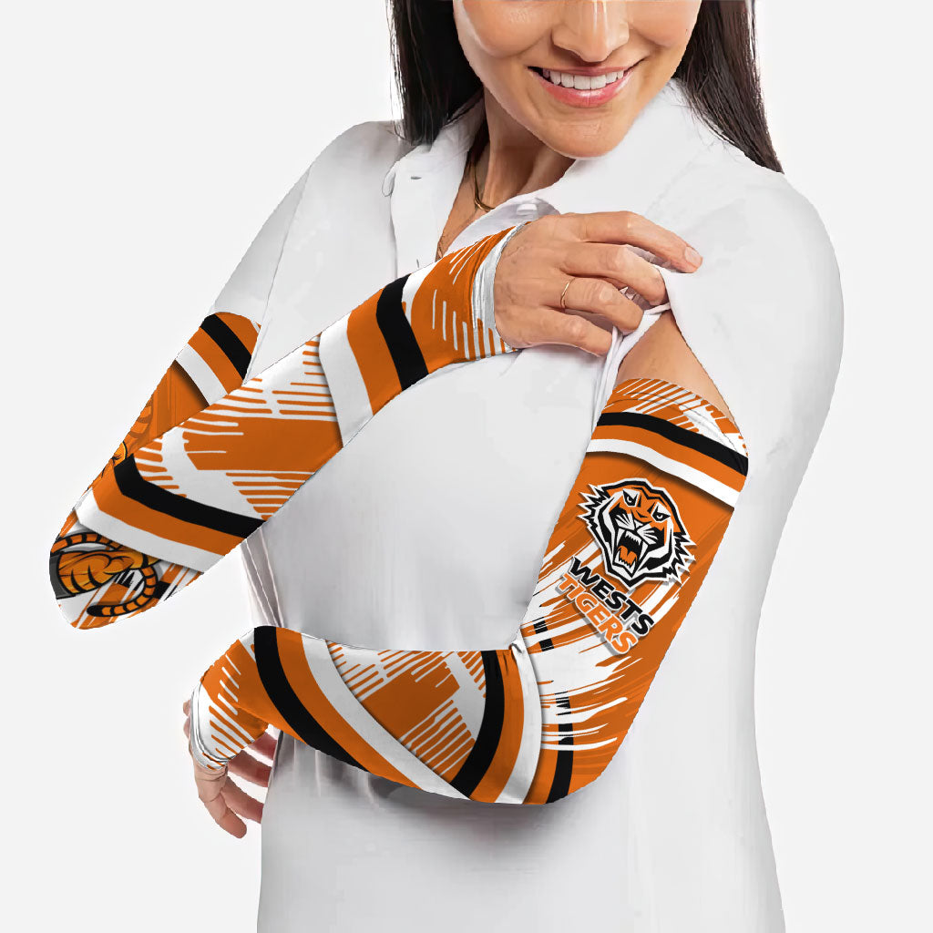 Wests Tigers Rugby Mascot Arm Sleeves Fierce Athlete Graphic in Sports Style