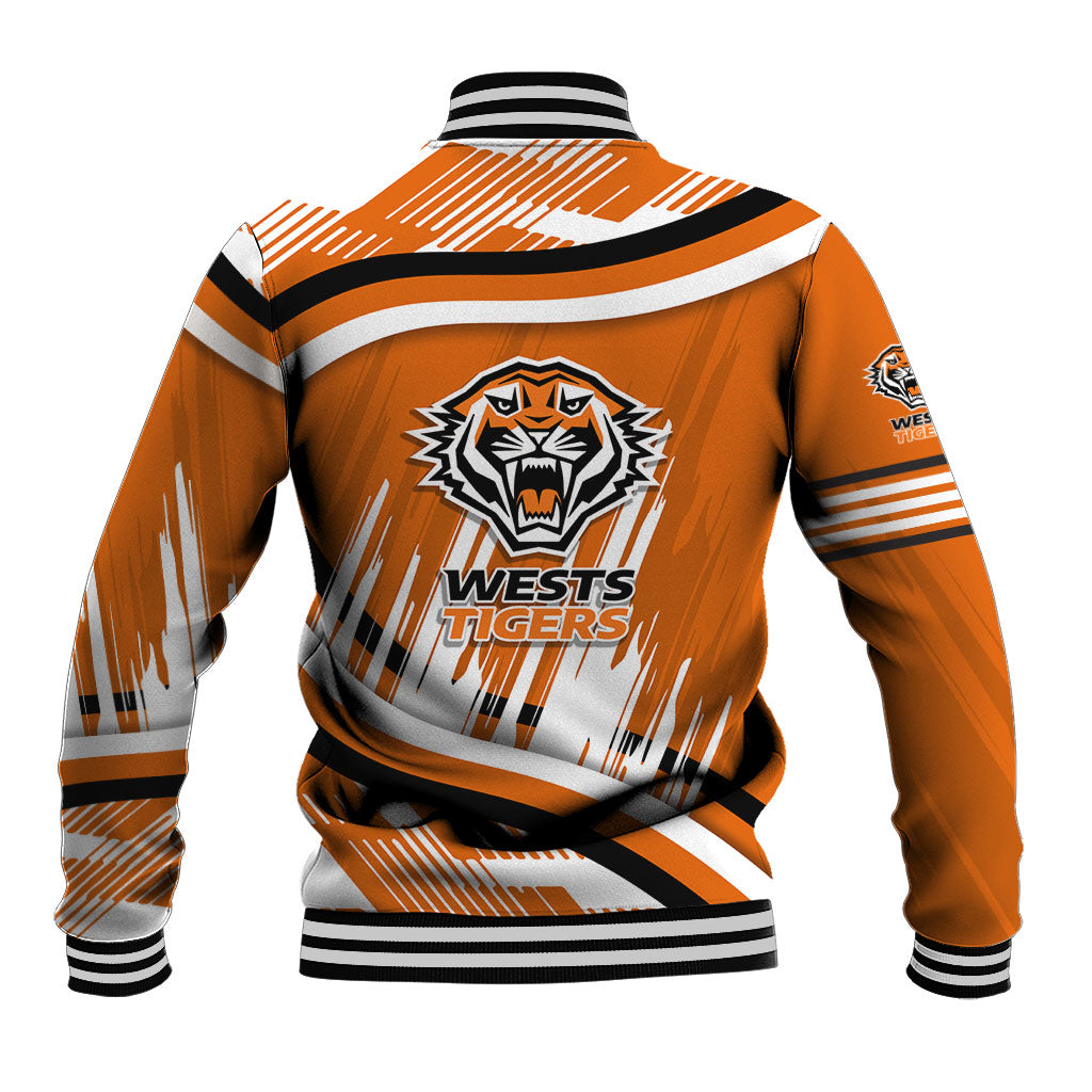 Wests Tigers Rugby Mascot Baseball Jacket Fierce Athlete Graphic in Sports Style