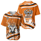 Wests Tigers Rugby Mascot Baseball Jersey Fierce Athlete Graphic in Sports Style