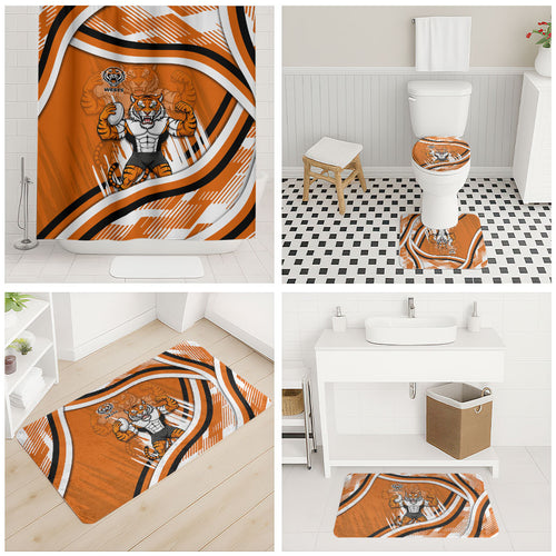 Wests Tigers Rugby Mascot Bathroom Set Fierce Athlete Graphic in Sports Style