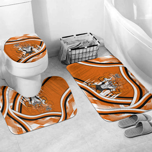 Wests Tigers Rugby Mascot Bathroom Set Fierce Athlete Graphic in Sports Style