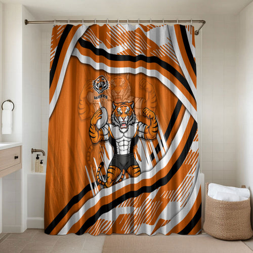 Wests Tigers Rugby Mascot Bathroom Set Fierce Athlete Graphic in Sports Style