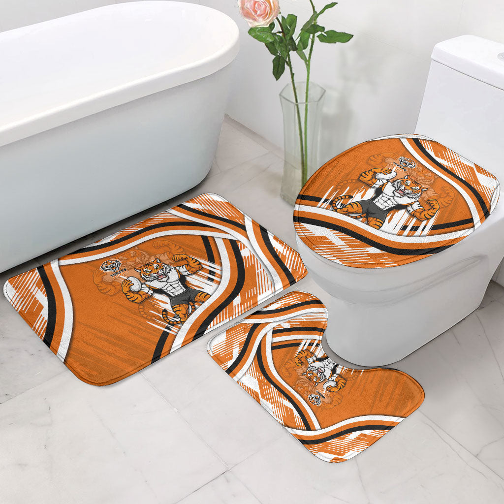 Wests Tigers Rugby Mascot Bathroom Set Fierce Athlete Graphic in Sports Style
