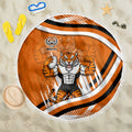 Wests Tigers Rugby Mascot Beach Blanket Fierce Athlete Graphic in Sports Style