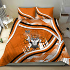 Wests Tigers Rugby Mascot Bedding Set Fierce Athlete Graphic in Sports Style