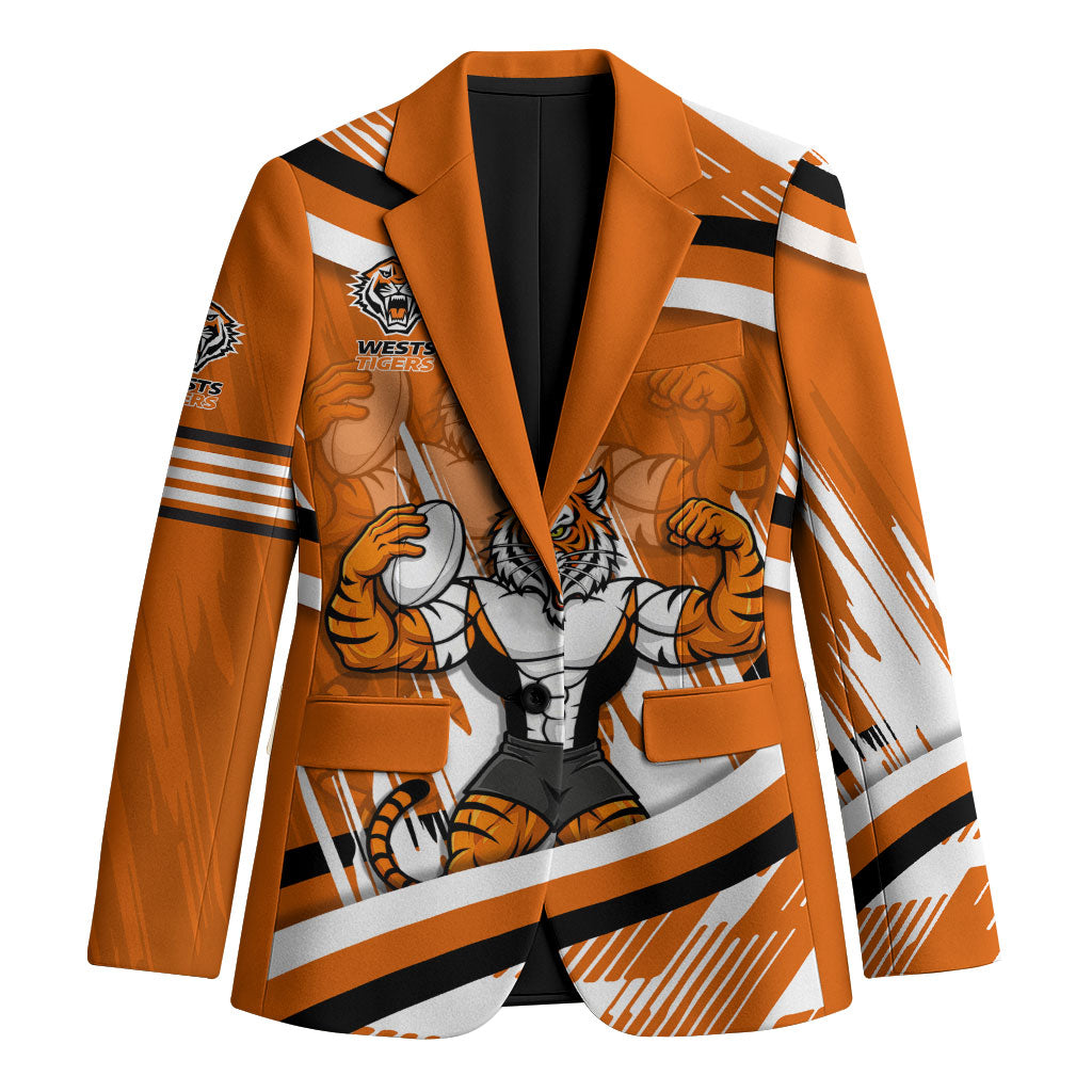 Wests Tigers Rugby Mascot Blazer Fierce Athlete Graphic in Sports Style