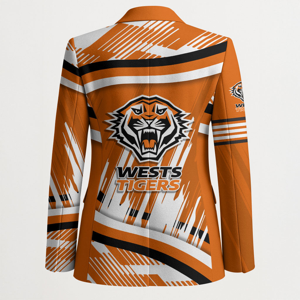 Wests Tigers Rugby Mascot Blazer Fierce Athlete Graphic in Sports Style