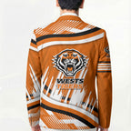 Wests Tigers Rugby Mascot Blazer Fierce Athlete Graphic in Sports Style