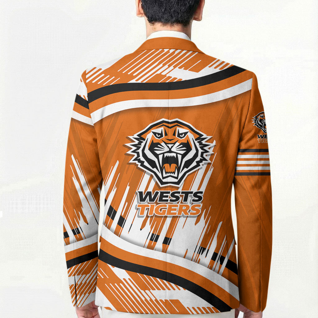 Wests Tigers Rugby Mascot Blazer Fierce Athlete Graphic in Sports Style