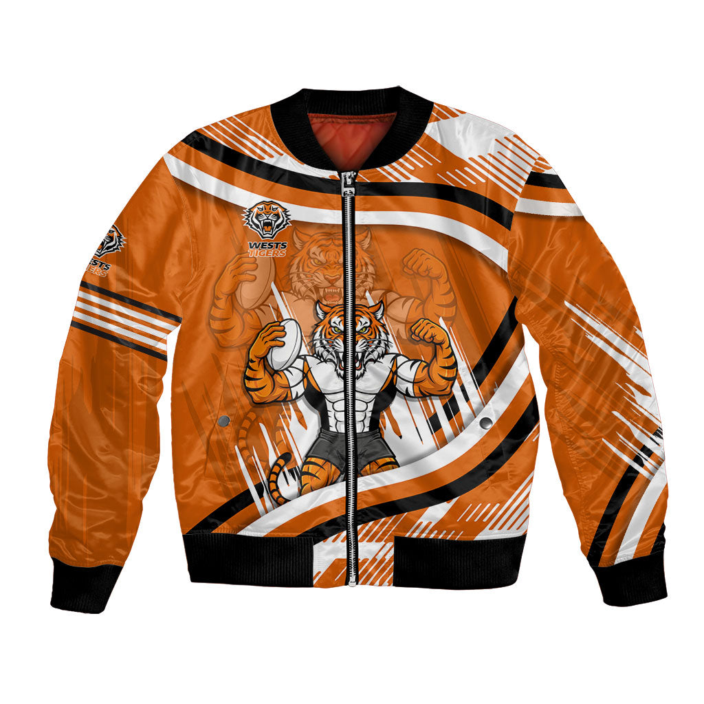 Wests Tigers Rugby Mascot Bomber Jacket Fierce Athlete Graphic in Sports Style