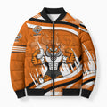 Wests Tigers Rugby Mascot Bomber Puffer Jacket Fierce Athlete Graphic in Sports Style
