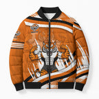 Wests Tigers Rugby Mascot Bomber Puffer Jacket Fierce Athlete Graphic in Sports Style